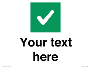 Custom plain background, green square with tick sign